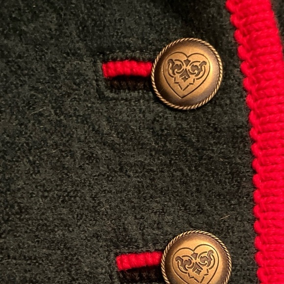 VINTAGE STAPF Sweater Boiled Wool XL Green Metal Button Apres Ski Lodge Austria - Picture 6 of 10